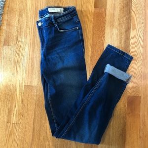 ZARA dark wash denim jeans.